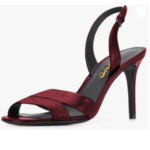 XYD Wine Open Toe Slip On Sandals Stilettos Slingback High Heels Buckle Shoes